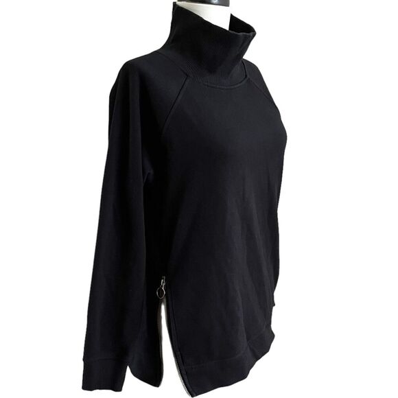 Athleta Cozy Karma Side Zip Funnel Neck Sweatshirt XS Black Athleisure Travel - Picture 4 of 13
